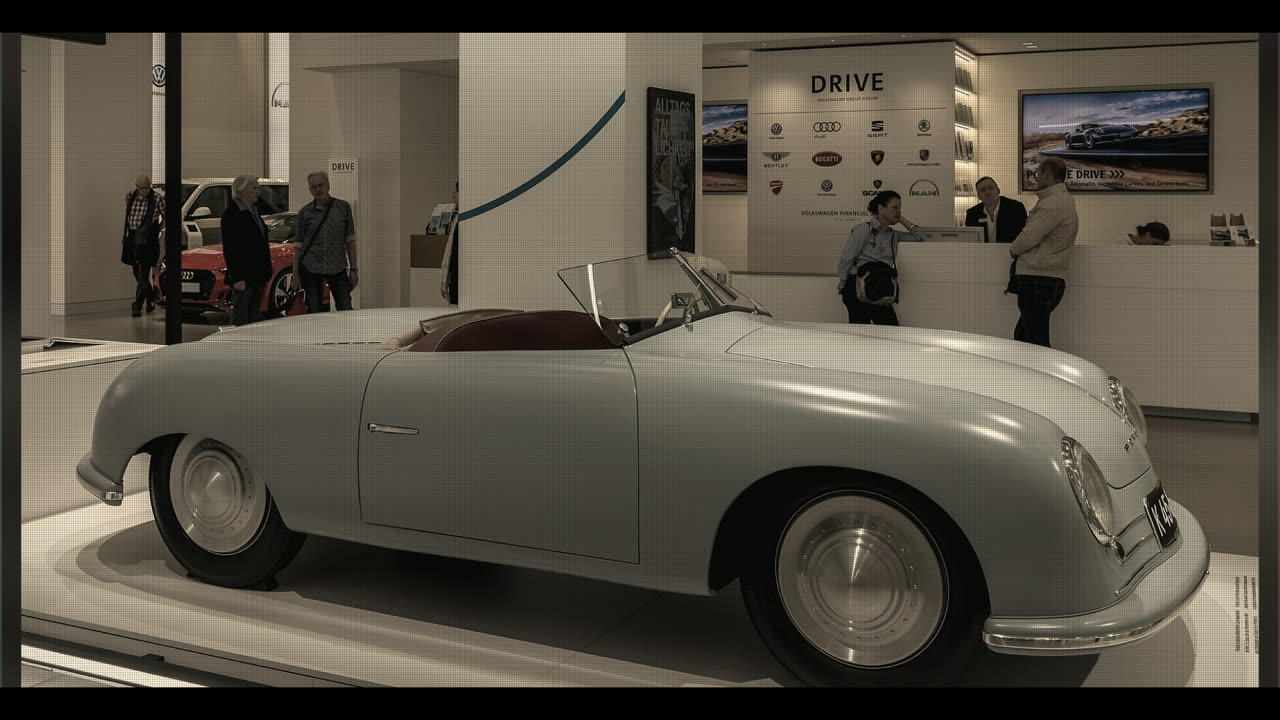 A frame from a finished Vidcapp render: the actual 1948 Porsche 356 No.1